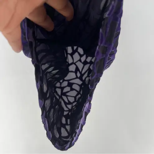 Goodtime USA Purple Burnout Velvet Geometric Long Sleeve Mock Neck Midi Dress