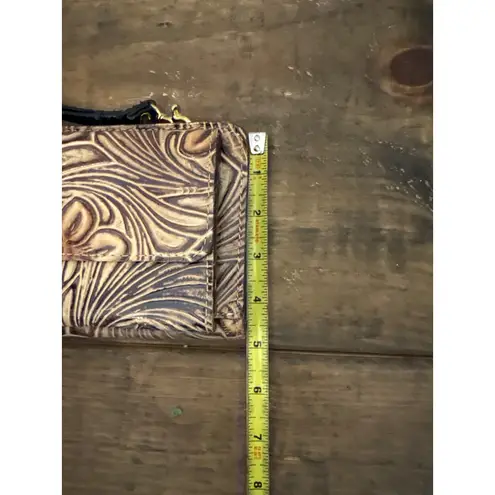 Patricia Nash Hand Tooled Leather Floral Wallet Wristlet Clutch Brown Zip Around