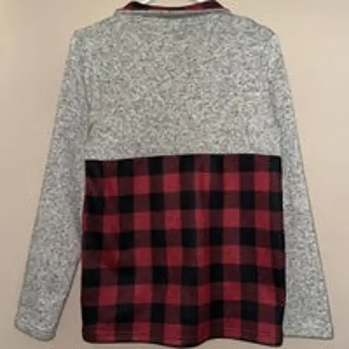 Simply Southern  1/4 Zip Pullover Sweater Women's Size Small Buffalo Plaid