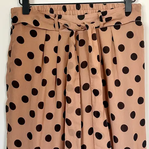 Polka Dot Tan Flowy Wide Leg Pants