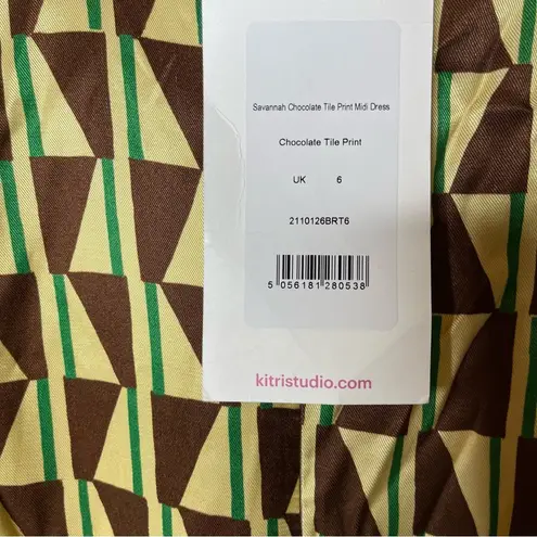 New KITRI Savannah Chocolate Tile Midi Dress sz US 2