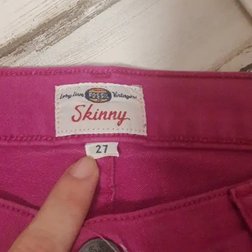 Fossil  Skinny Jeans Pink Purple Ankle Crops Pants - Image 2