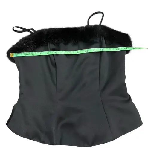 Vintage Watters and Watters Black Fur Trim Corset Top – Size 2