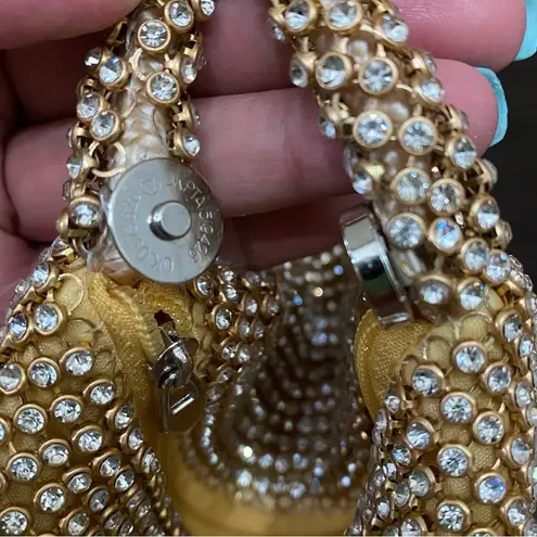 Sparkly Gold Rhinestone Mini Triangle Evening Wristlet Mini Bag