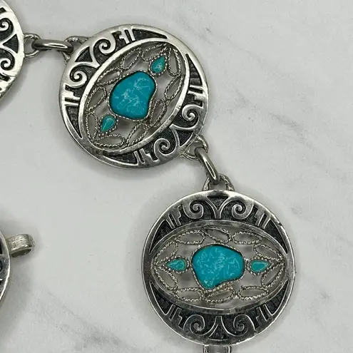 Southwestern Faux Turquoise Concho Chain Belt Small/Medium (S/M) ✨ Silver