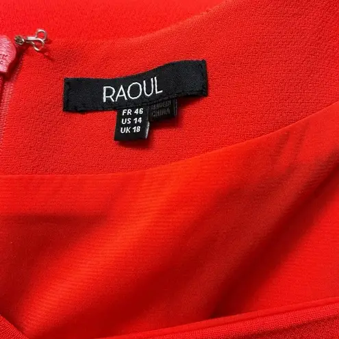 Raoul Orange Red Sleeveless Square Neck Career Office Work Midi Sheath Dress 14