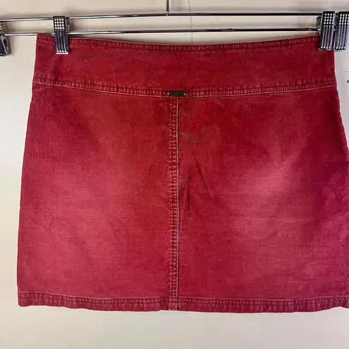 prAna  Women's Red Corduroy Boho Mini Skirt Size 8 Casual with Pockets Grunge