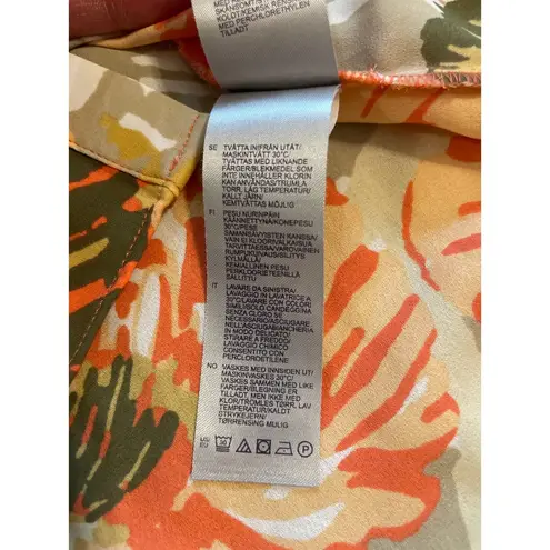 NYDJ - Orange Floral Button Down 3/4 Sleeve Blouse L