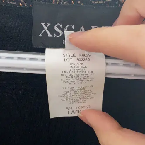 XScape evening paisley shimmer drape neckline top size L