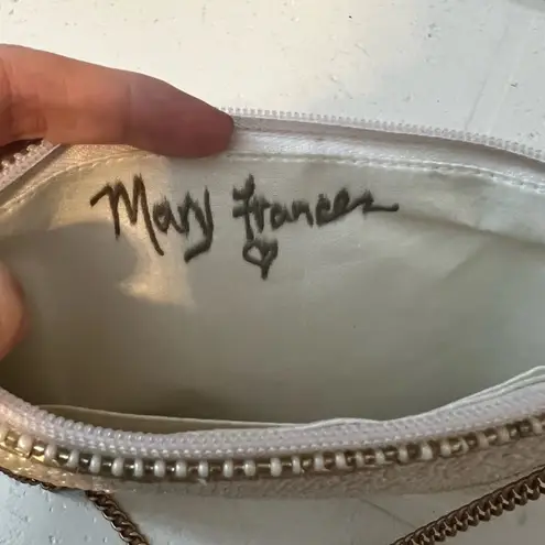 NWT Mary Francis Creme and Gold Beaded Bride Tribe Clutch Bag