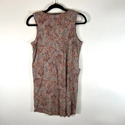 J Jill Womens Pink Brown Paisley Sleeveless V