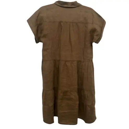 Michael Stars NEW greta short sleeve linen dress dolmam brown khaki size small