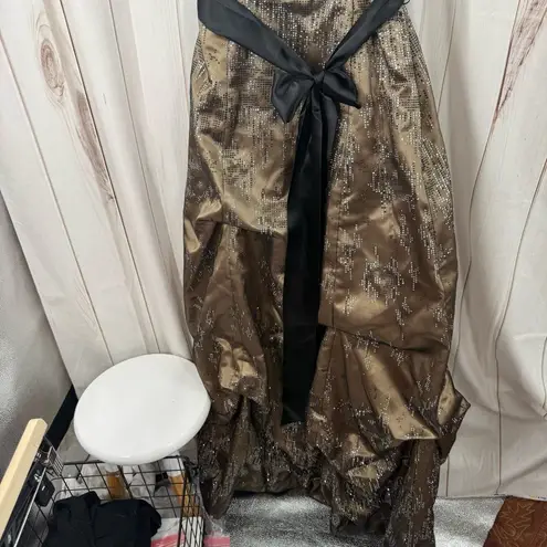 Gunne Sax Jessica McClintock Women’s 7 Black Metallic Gold Dress Gown