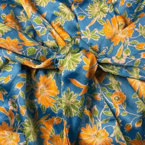 Skies Are Blue Anthropologie Aquatic Floral Tropical Surplice Romper Size M