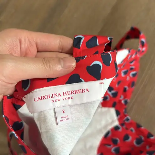 Carolina Herrera NWOT  RED HEART PRINT CORSET BODICE TOP WITH TIE