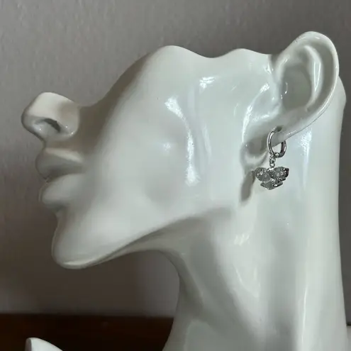 Dazzling Mickey shape Silver Crystal Drop Earrings