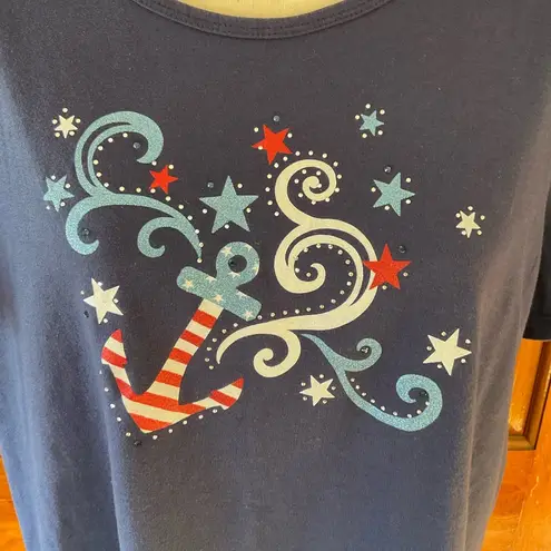 Gloria Vanderbilt Casual Blue Short Sleeve Tee Shirt