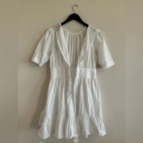 ByTiMo Tuckernuck Medium Blouson Mini Dress White Cotton Poplin Preppy Summer