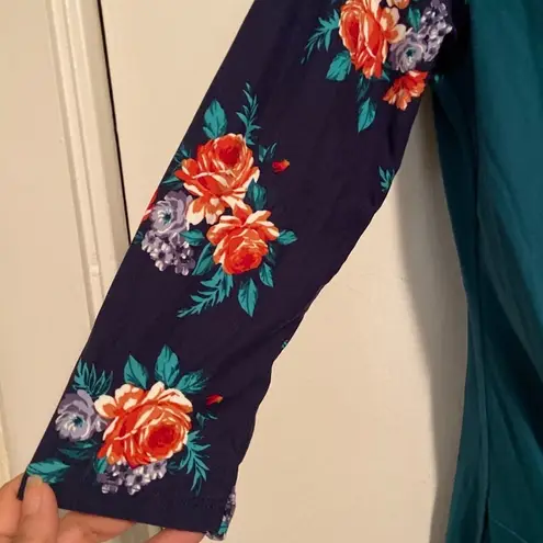 Wishful park Twist Front Floral Sleeve Raglan Style Shirt