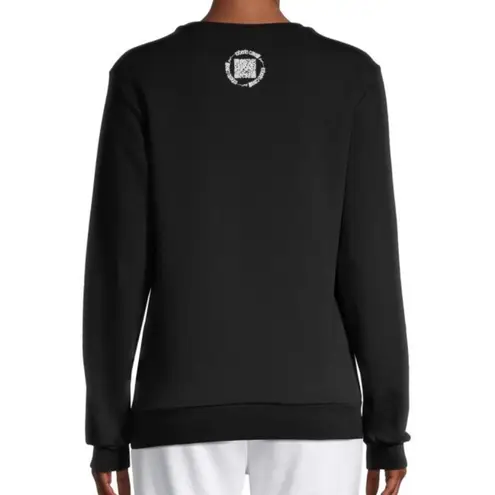 Roberto Cavalli Roberto Cavalli Sport Metallic Logo Pullover Crew Neck Black Sweatshirt- XS