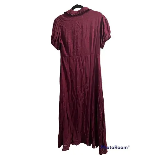 Bohme ✨Maroon Polka Dot Collared Maxi Dress✨