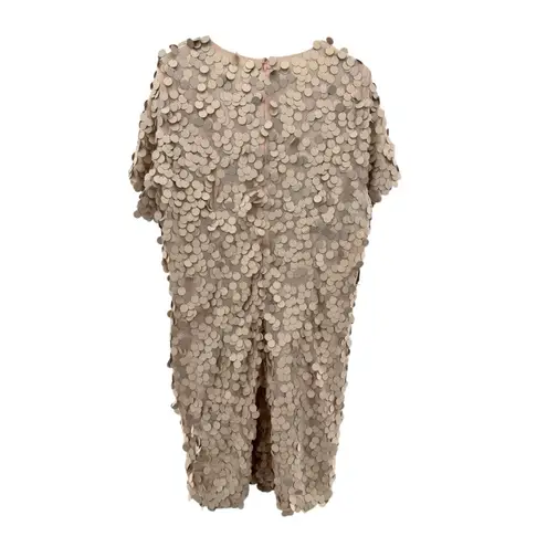 Collective the Label Curve Sequin Disc Mini Dress Champagne Beige Size 14 Tan