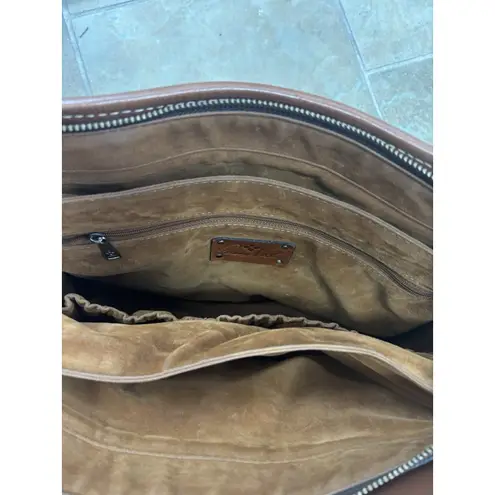 Patricia Nash Purse Leather Calvi Satchel Shoulder Bag Signature Map Riot Rust