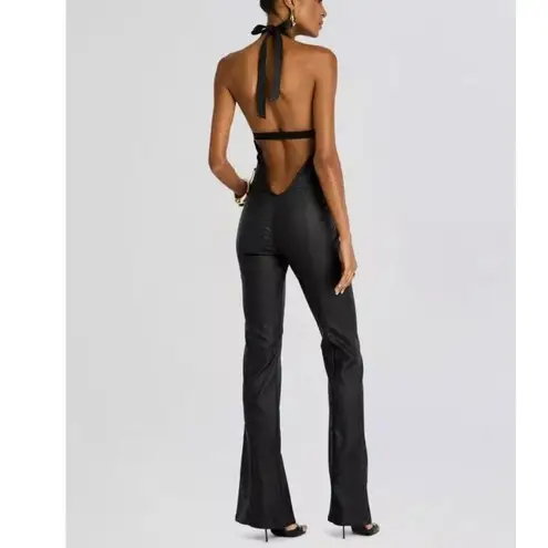 Retrofête Cynthia Jumpsuit Black Coated Flared Leg Retro Revolve Women’s Size S
