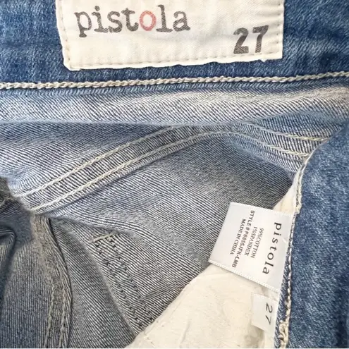 Pistola  Medium Blue Distressed Ankle Zip Mid Rise Distressed Skinny Jeans Sz 27