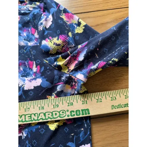 Christopher & Banks Size Large Women Floral Zip Jacket Shirt Long Sleeve Stretch