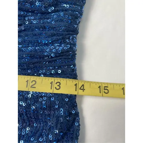 Basix Black Label Blue Sequin Keyhole Column Gown 4