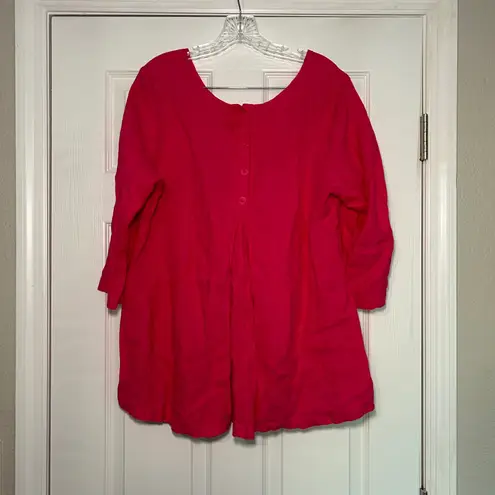 Flax pink tunic women's medium lagenlook organic linen sustainable summer comfy