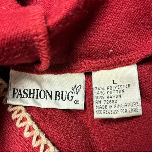 Fashion Bug Women’s Y2K Grunge Embroidered Red Hooded Shirt