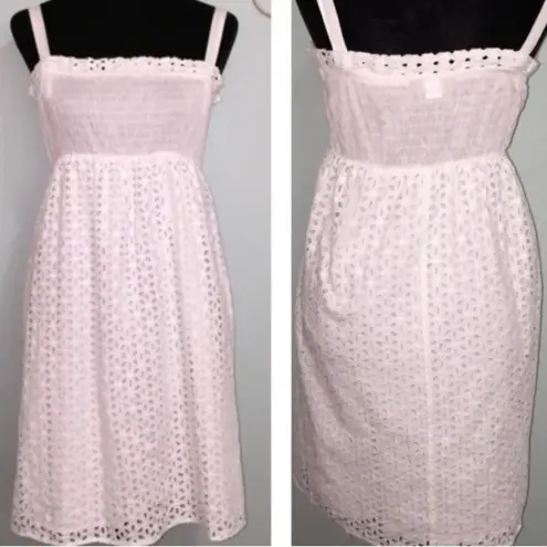 NWOT MODA INTERNATIONAL 100% COTTON SUNDRESS W/REMOVABLE STRAPS EYELET White