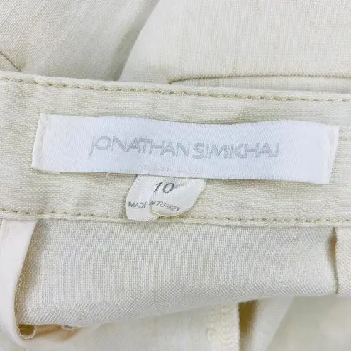 Jonathan Simkhai Ivory Cream Wide Leg Open Back Button Detail Linen Jumpsuit