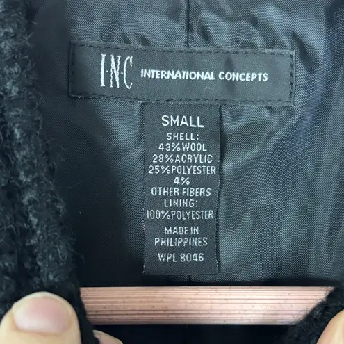 NWT INC International Concepts Black Tweed Blazer Wool Gold Buttons Womens Sz S