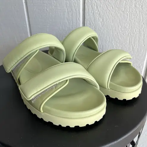Gia Borghini x Pernille Teisbaek Leather Slides Sandals Light Green Size 39 EUC