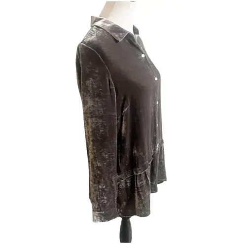 J Jill Womens Velvet Tunic Top Size MediumPewter Dark Academia Whimsigoth Witchy Brown Size M