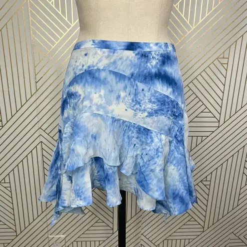 Rebecca Taylor Silk Shibori Handkerchief Skirt Blue Tie Dye Size US 6