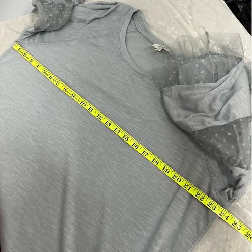 Umgee Sheer large bell sleeve Polk a dot Mesh Top High Low Hem - Image 7