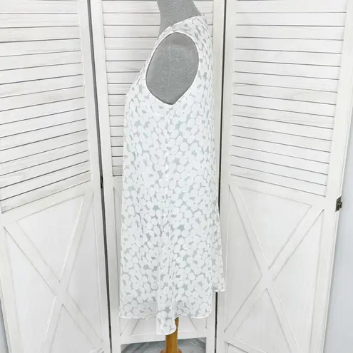 Calvin Klein  Polkadot Chiffon Sleeveless Tent Swing Dress White Grey Size 8