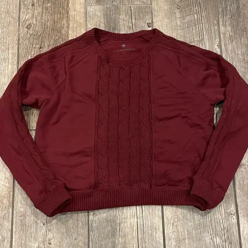 Tuckernuck Burgundy Cable Knit Sweater crewneck Red