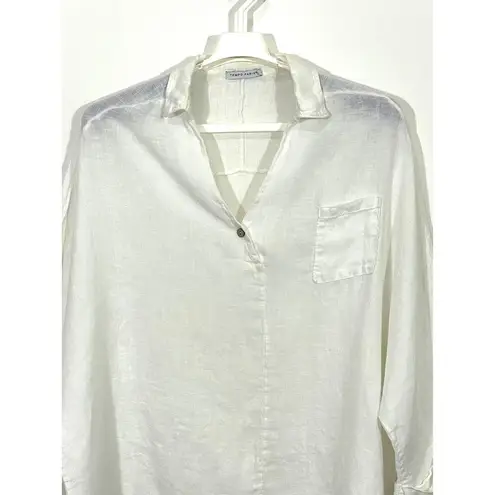 Tempo Paris Linen Top Made in Italy Dolman Sleeve Oversized White Size Large