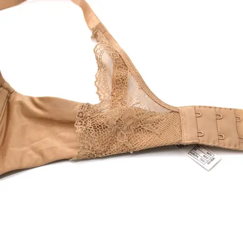 B.tempt'd  Womens 34DD Double Drama Balconette Bra Beige Lace Push Up Padded