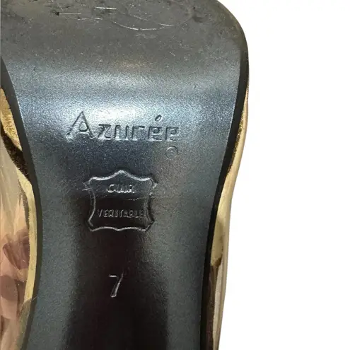 Azurée Cannes Animal Print Clear Heel Slingback Heels Size 7 Brown