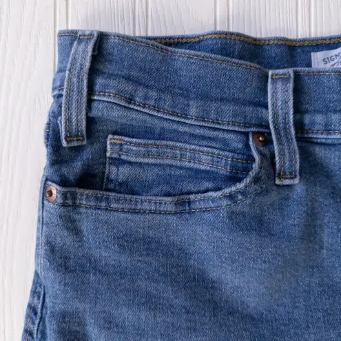 Levi Strauss & CO. Levi Strauss Signature Womens High Rise Denim Jean Shorts Blue Distressed Frayed