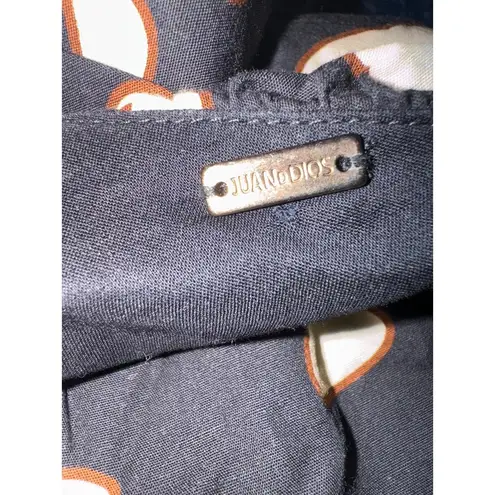 Juan D Dios Lovely resort one shoulder crop top navy spotted size small Blue