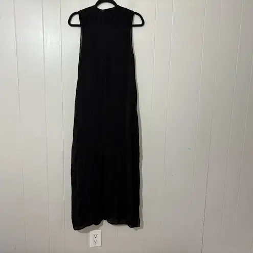 Johnny Was Sleeveless Embroidered Lace Eyelet Maxi Dress Black Size M