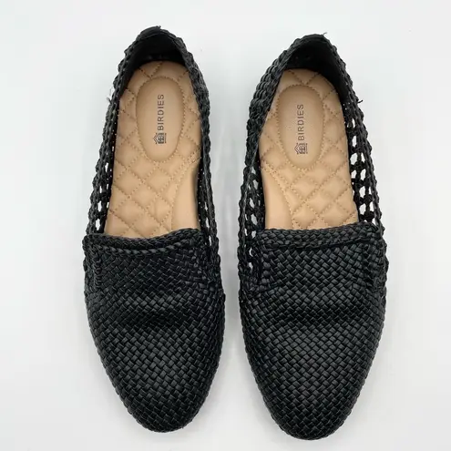 Birdies The Woven Starling Flat Loafer Black Faux Leather Smoking Slipper 7.5