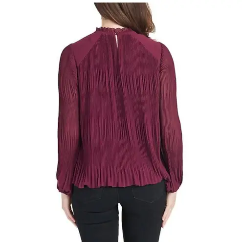 DR2 Daniel Rainn Belen Plisse Long Sleeve Top Blouse Women's Small Black Career